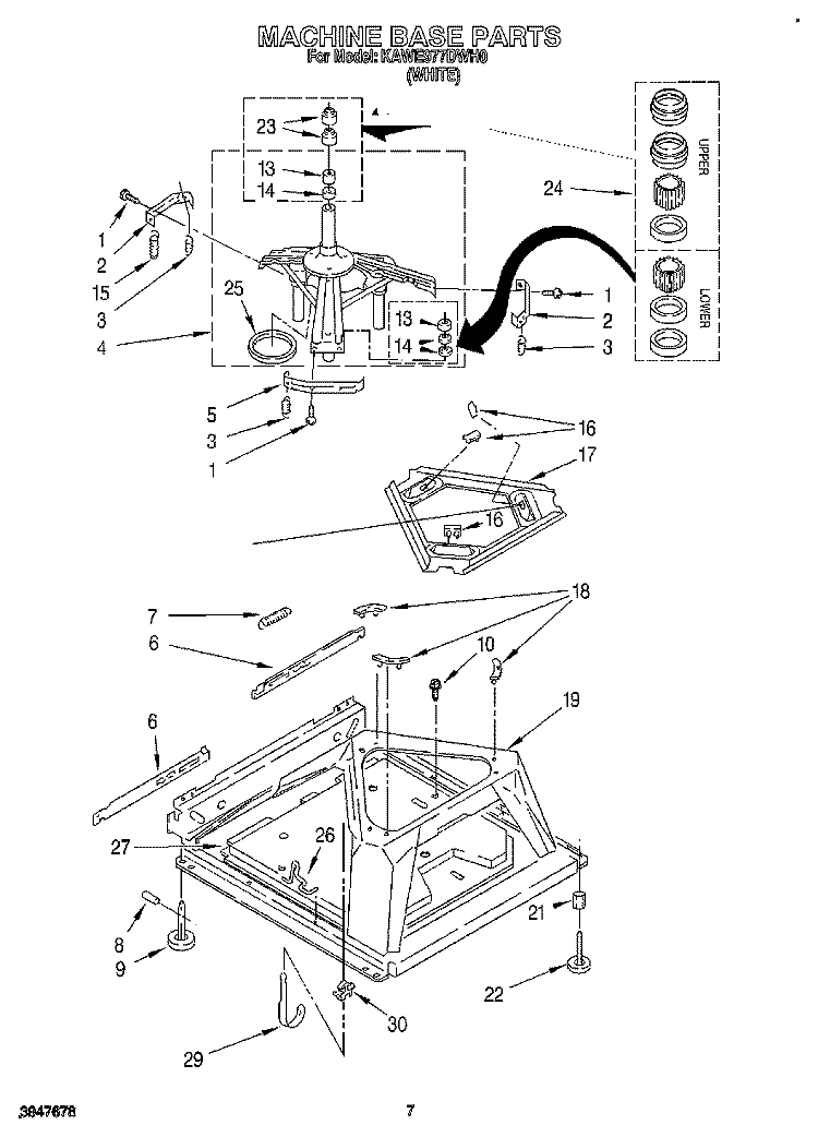 MACHINE BASE Diagram and Parts List for KAWE977DWH0  KitchenAid Washer
