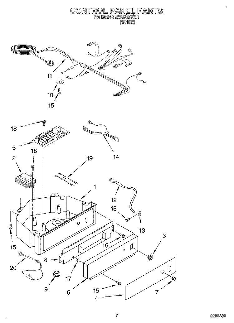 CONTROL PANEL Diagram and Parts List for JEACS50SL1  Whirlpool Ice Maker