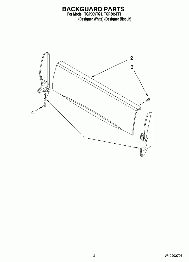 BACKGUARD PARTS Diagram and Parts List for TGP305TT1  Estate Range