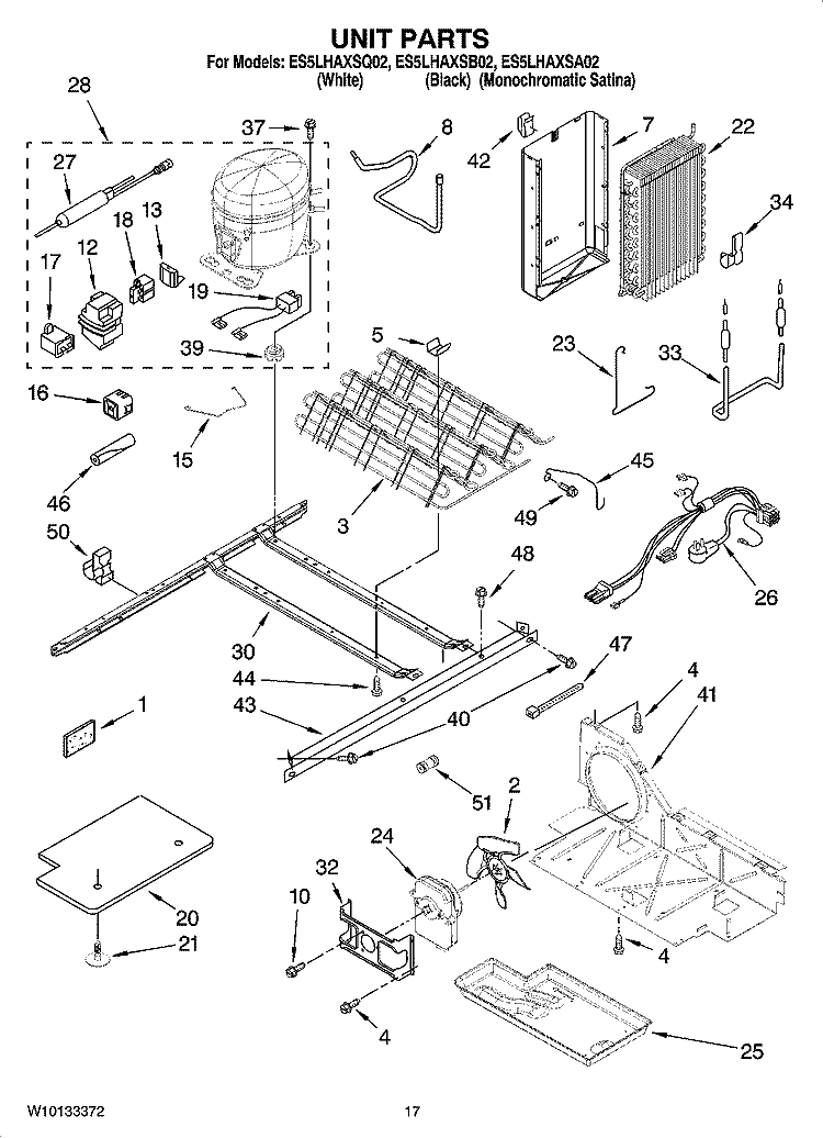 UNIT PARTS Diagram and Parts List for ES5LHAXSA02  Whirlpool Refrigerator