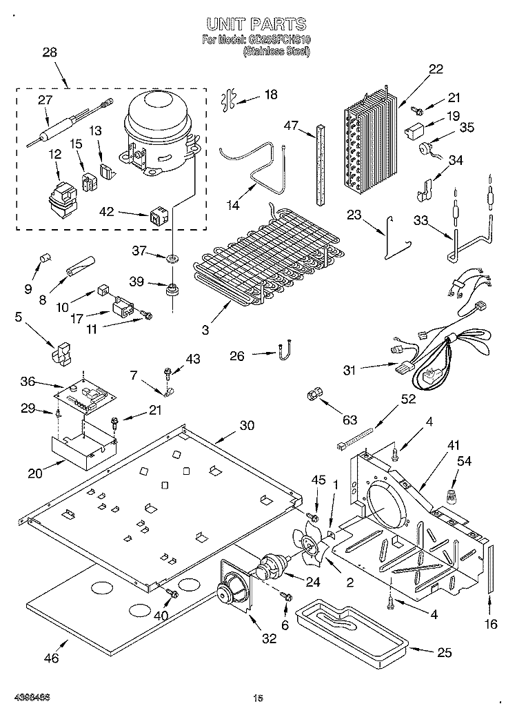 UNIT Diagram and Parts List for GD25SFCHS10  Whirlpool Refrigerator