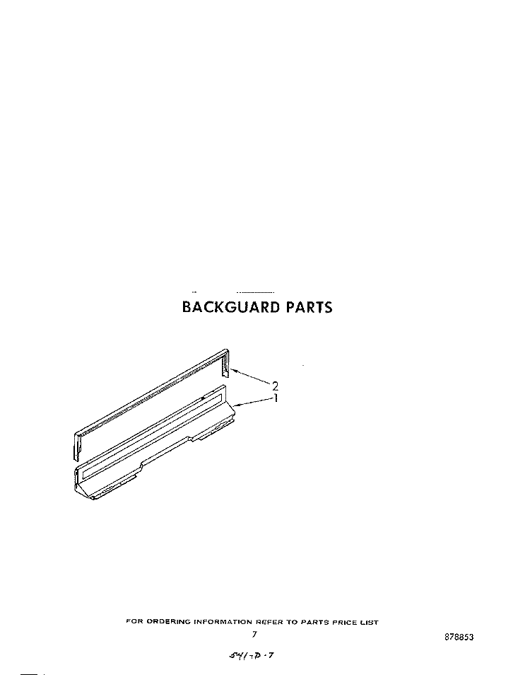 BACKGUARD Diagram and Parts List for SF3000SKW0  Whirlpool Range