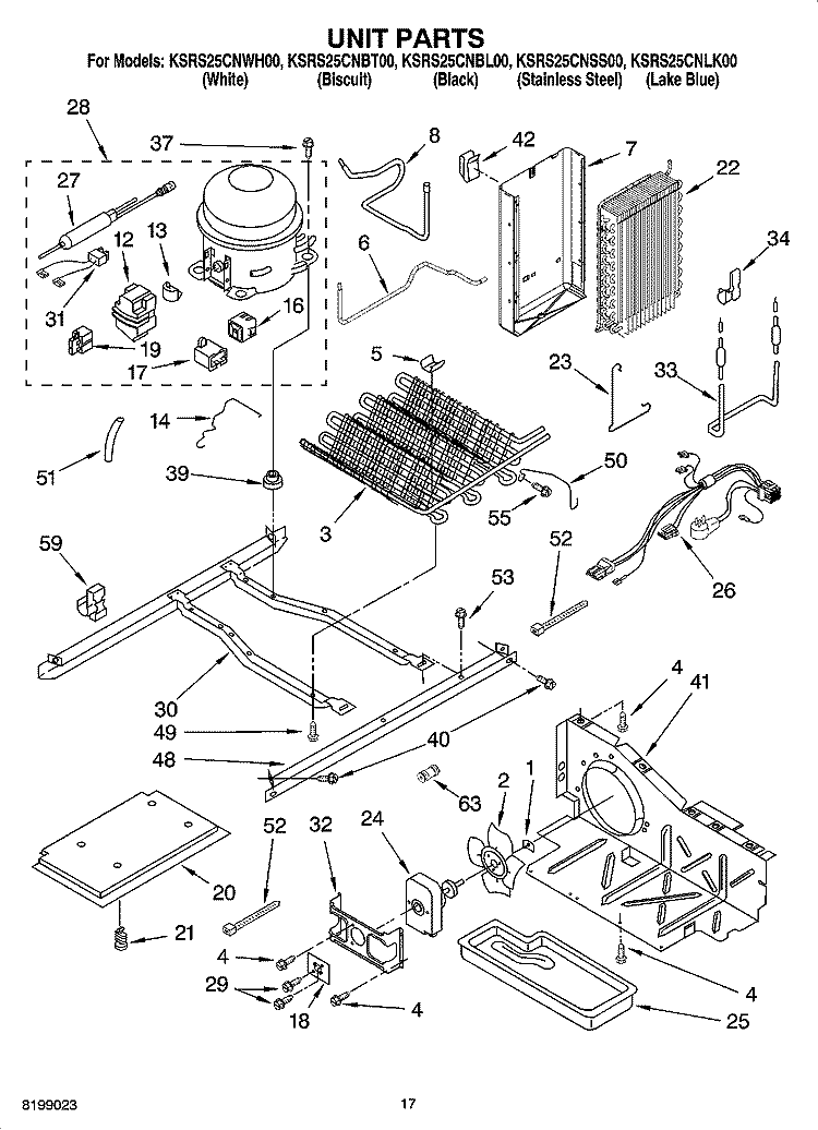 UNIT PARTS Diagram and Parts List for KSRS25CNLK00  KitchenAid Refrigerator