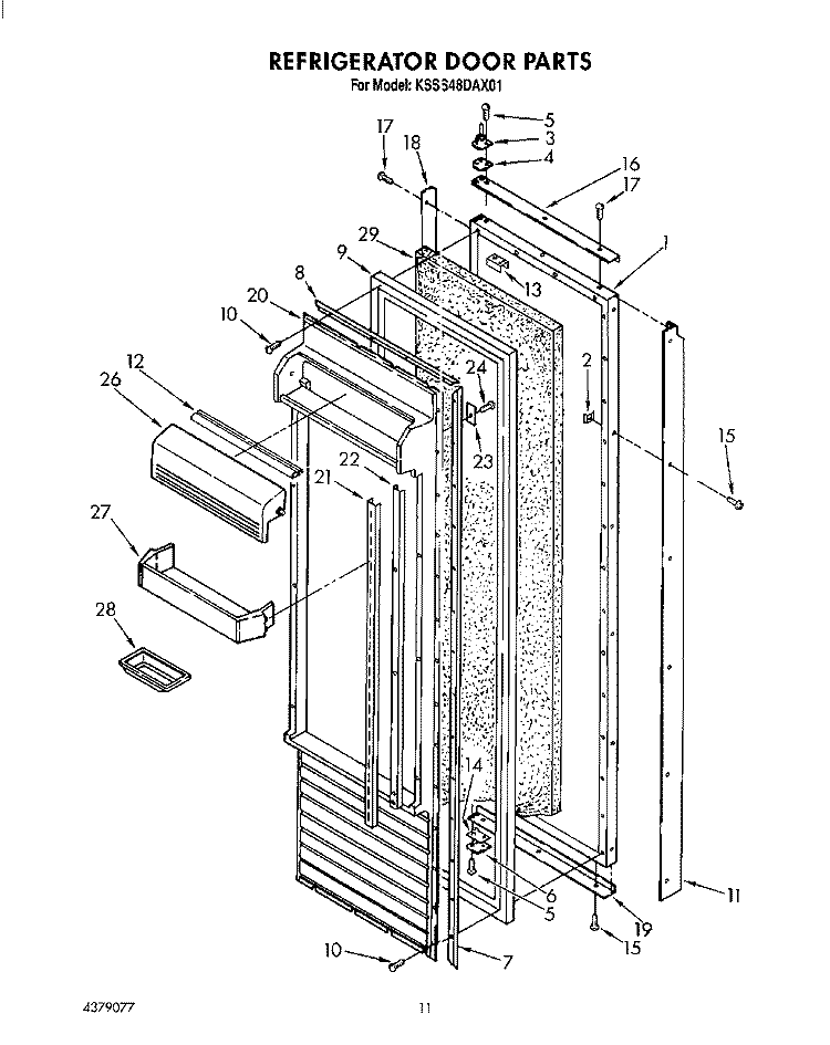 REFRIGERATOR DOOR Diagram and Parts List for KSSS48DAX01  KitchenAid Refrigerator