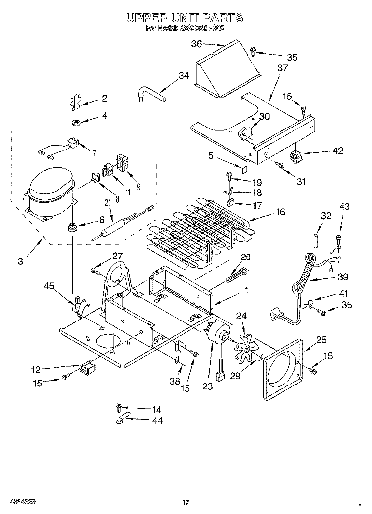 UPPER UNIT Diagram and Parts List for KSSC36MFS05  KitchenAid Refrigerator