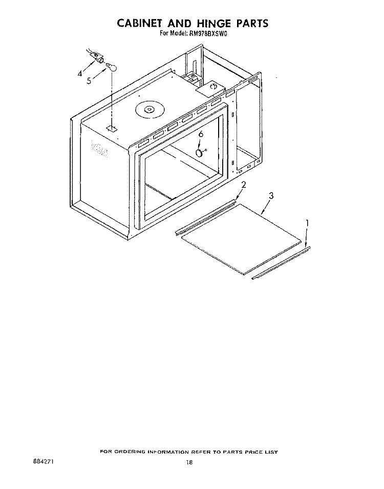 CABINET AND HINGE Diagram and Parts List for RM978BXSW0  Whirlpool Microwave Oven Combo