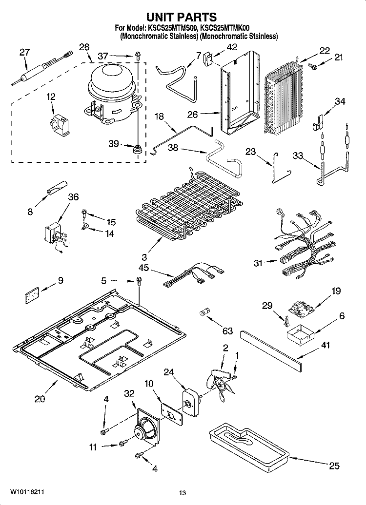 UNIT PARTS Diagram and Parts List for KSCS25MTMS00  KitchenAid Refrigerator