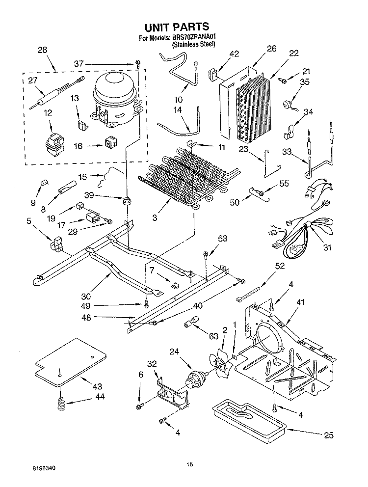 UNIT PARTS Diagram and Parts List for BRS70ZRANA01  Whirlpool Refrigerator