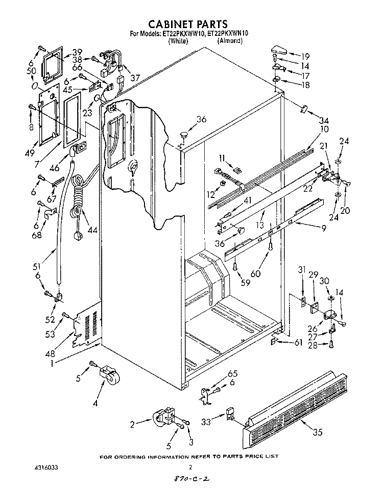 CABINET Diagram and Parts List for ET22PKXWW10  Whirlpool Refrigerator