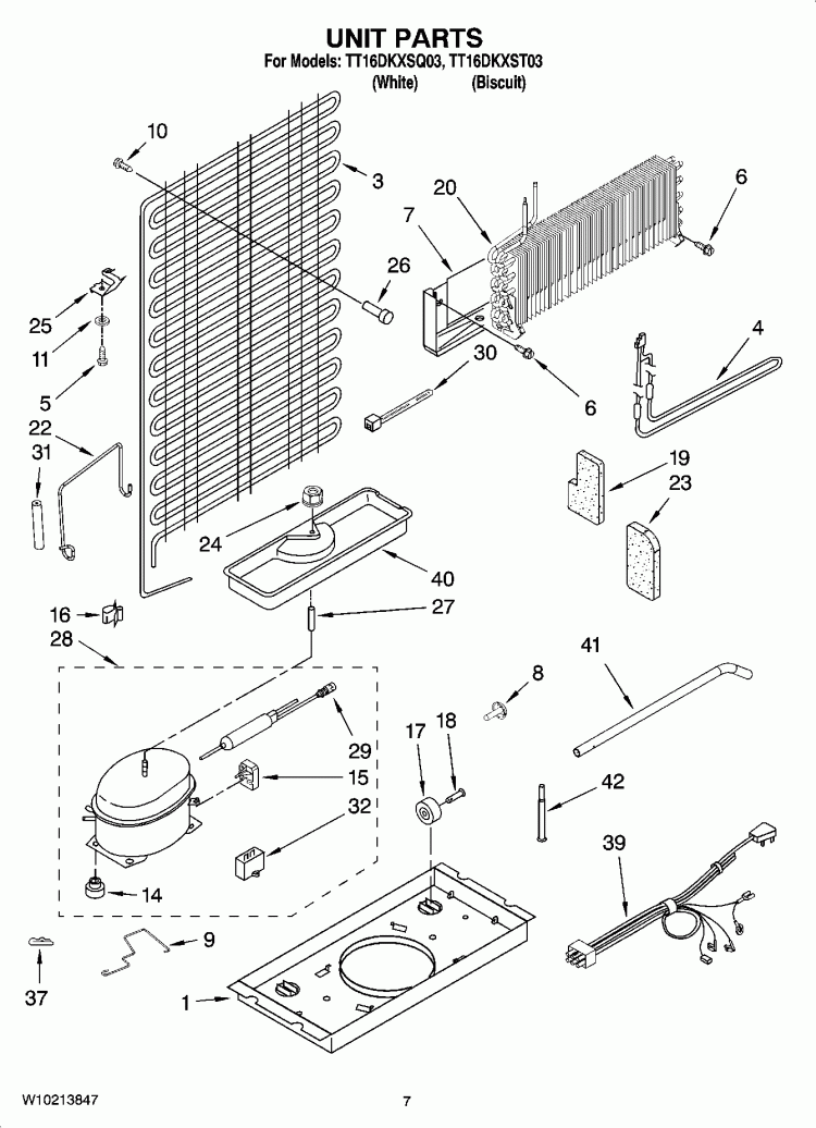 UNIT PARTS Diagram and Parts List for TT16DKXSQ03  Estate Refrigerator
