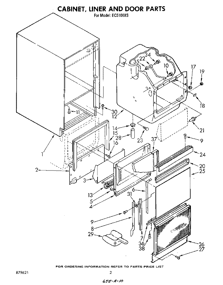 CABINET, LINER AND DOOR, LIT/OPTIONAL Diagram and Parts List for EC5100XS  Whirlpool Ice Maker