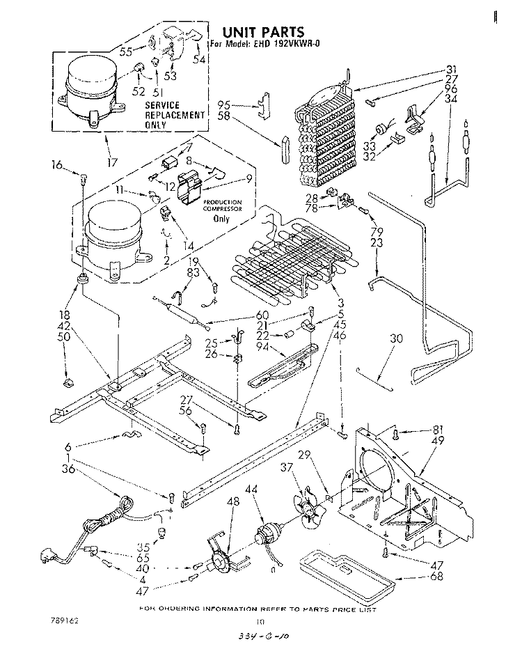 UNIT Diagram and Parts List for EHD192VKWR0  Whirlpool Refrigerator