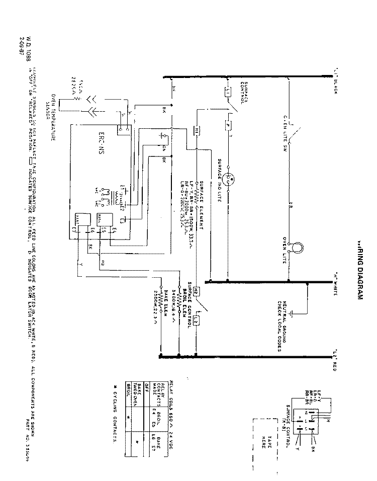 WIRING DIAGRAM Diagram and Parts List for F5807W0  Roper Range