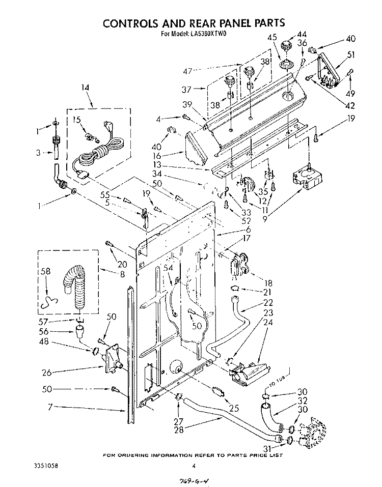 CONTROLS AND REAR PANEL Diagram and Parts List for LA5380XTG0  Whirlpool Washer