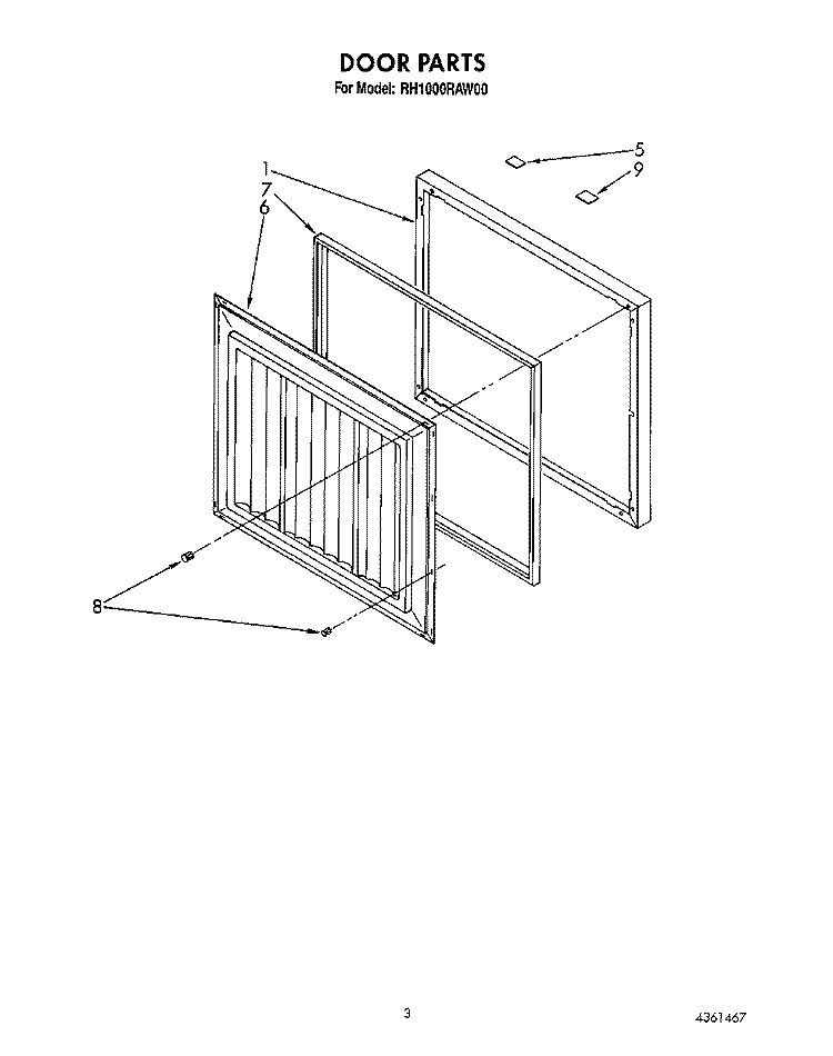 SECTION Diagram and Parts List for RH1000RAW00  Roper Freezer