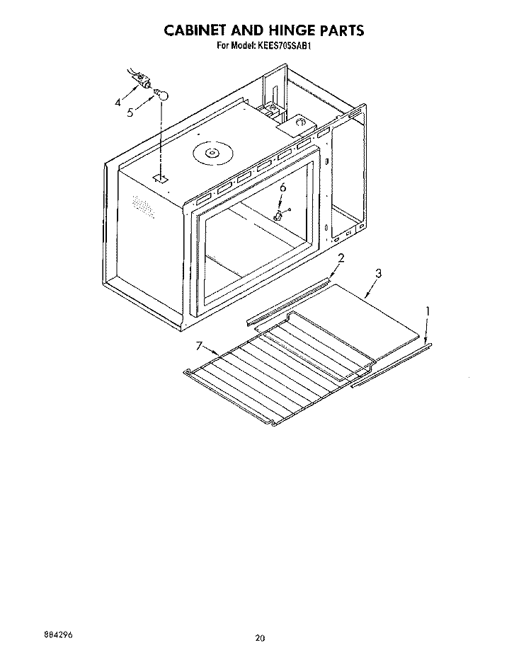 CABINET AND HINGE Diagram and Parts List for KEES705SAB1  KitchenAid Microwave Oven Combo