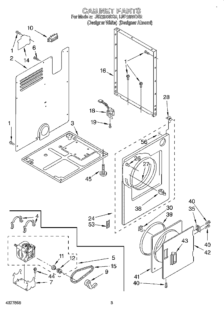SECTION Diagram and Parts List for LER3622DZ2  Whirlpool Dryer