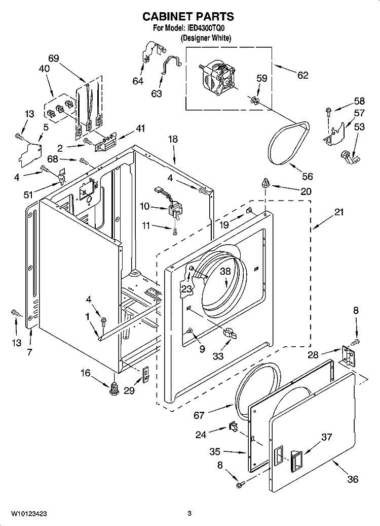 CABINET PARTS Diagram and Parts List for IED4300TQ0  Inglis Dryer