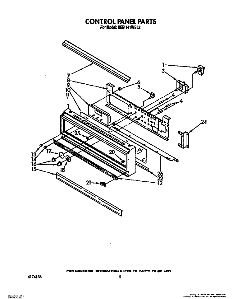 CONTROL PANEL, LIT/OPTIONAL Diagram and Parts List for KEBI141WBL2  KitchenAid Wall Oven