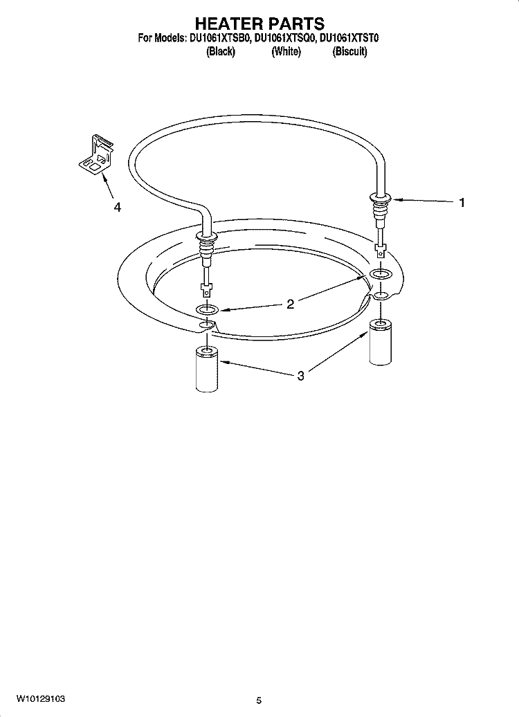 HEATER PARTS Diagram and Parts List for DU1061XTST0  Whirlpool Dishwasher