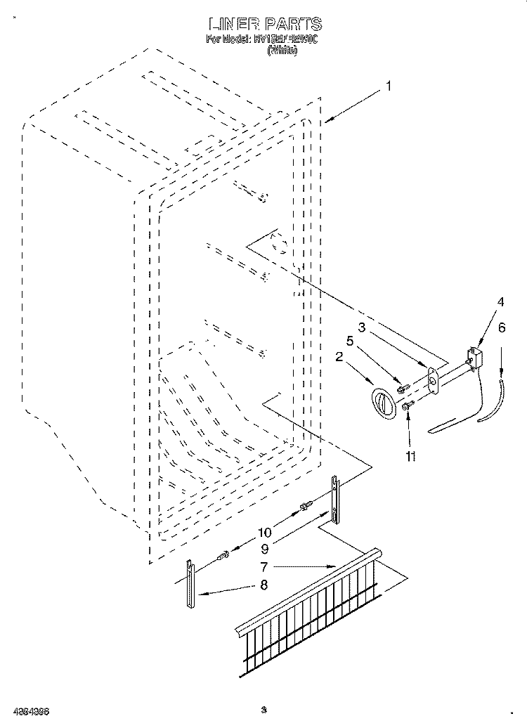 LINER, LIT/OPTIONAL Diagram and Parts List for RV15EFREW00  Roper Freezer