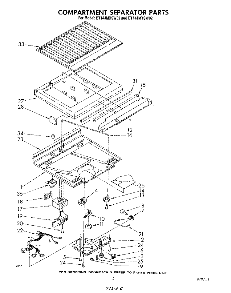 COMPARTMENT SEPARATOR Diagram and Parts List for ET14JMYSF02  Whirlpool Refrigerator