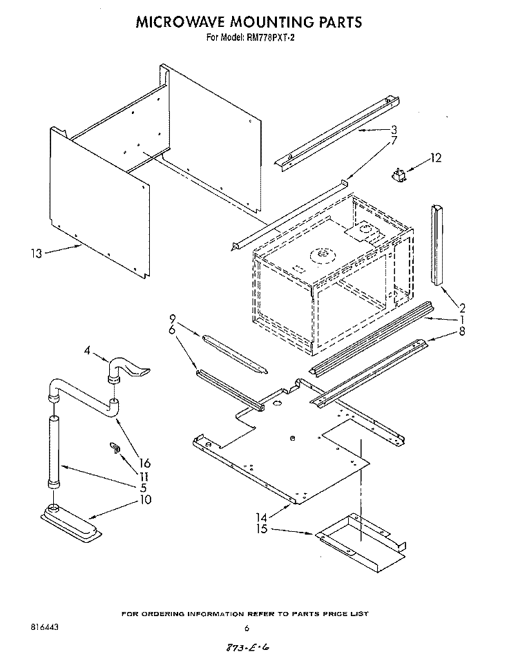 MICROWAVE MOUNTING Diagram and Parts List for RM778PXT2  Whirlpool Microwave Oven Combo