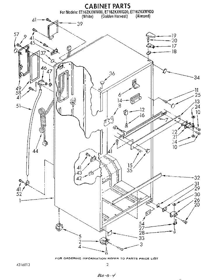 CABINET Diagram and Parts List for ET16ZKXWW00  Whirlpool Refrigerator