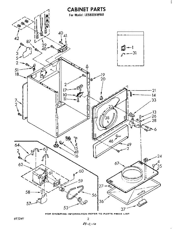 SECTION Diagram and Parts List for LE5800XMW0  Whirlpool Dryer