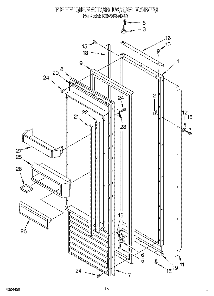 REFRIGERATOR DOOR Diagram and Parts List for KSSS42QDX03  KitchenAid Refrigerator