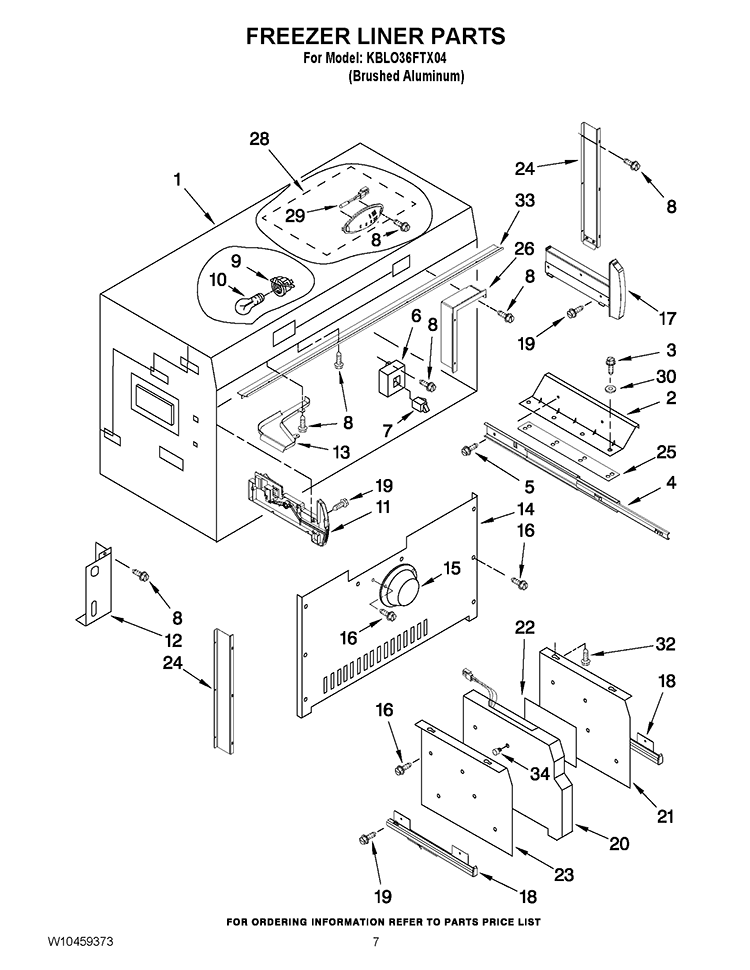 FREEZER LINER PARTS Diagram and Parts List for KBLO36FTX04  KitchenAid Refrigerator