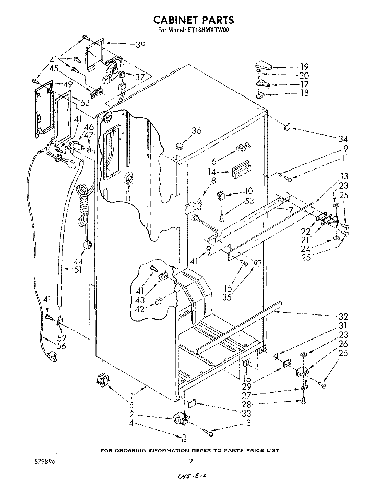 CABINET Diagram and Parts List for ET18HMXTF00  Whirlpool Refrigerator