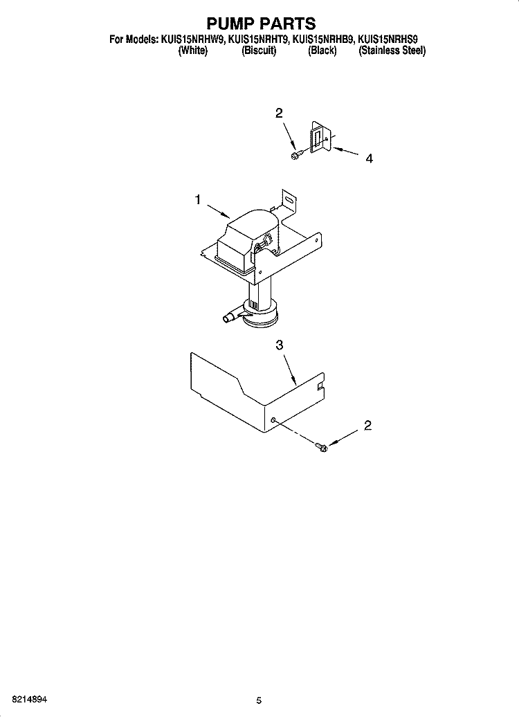 PUMP PARTS Diagram and Parts List for KUIS15NRHT9  KitchenAid Ice Maker