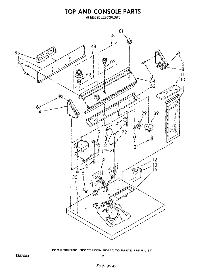 SECTION Diagram and Parts List for LE7010XSW0  Whirlpool Dryer