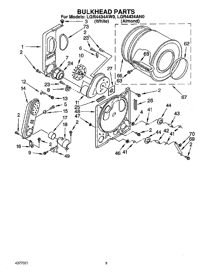 SECTION Diagram and Parts List for LGR4434AN0  Whirlpool Dryer