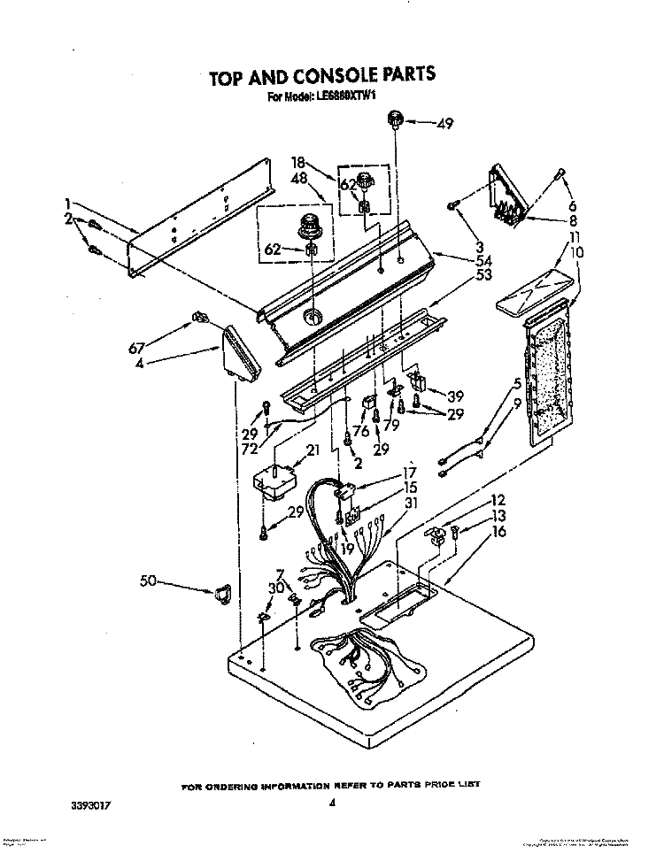 SECTION Diagram and Parts List for LE6880XTN1  Whirlpool Dryer