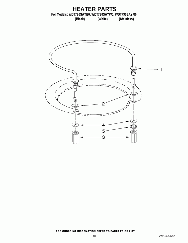 HEATER PARTS Diagram and Parts List for WDT790SAYB0  Whirlpool Dishwasher