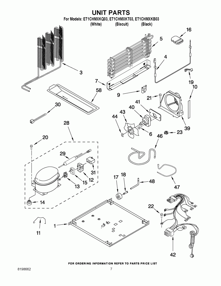 UNIT PARTS Diagram and Parts List for ET1CHMXKQ03  Whirlpool Refrigerator