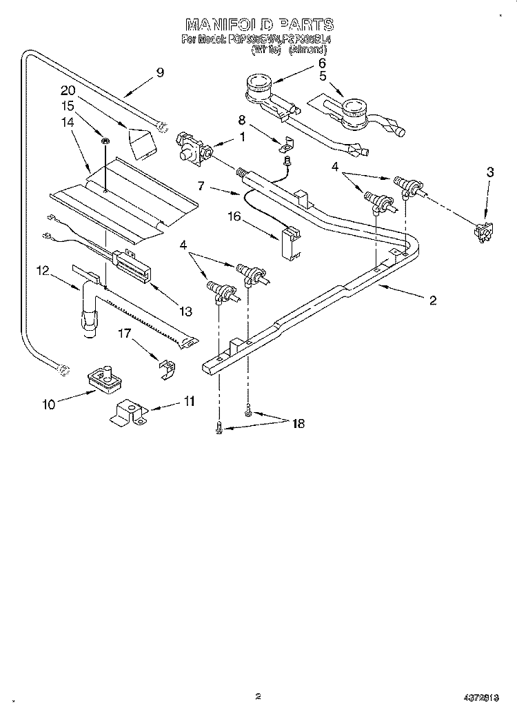 LITERATURE, MANIFOLD Diagram and Parts List for FGP335BL4  Roper Range