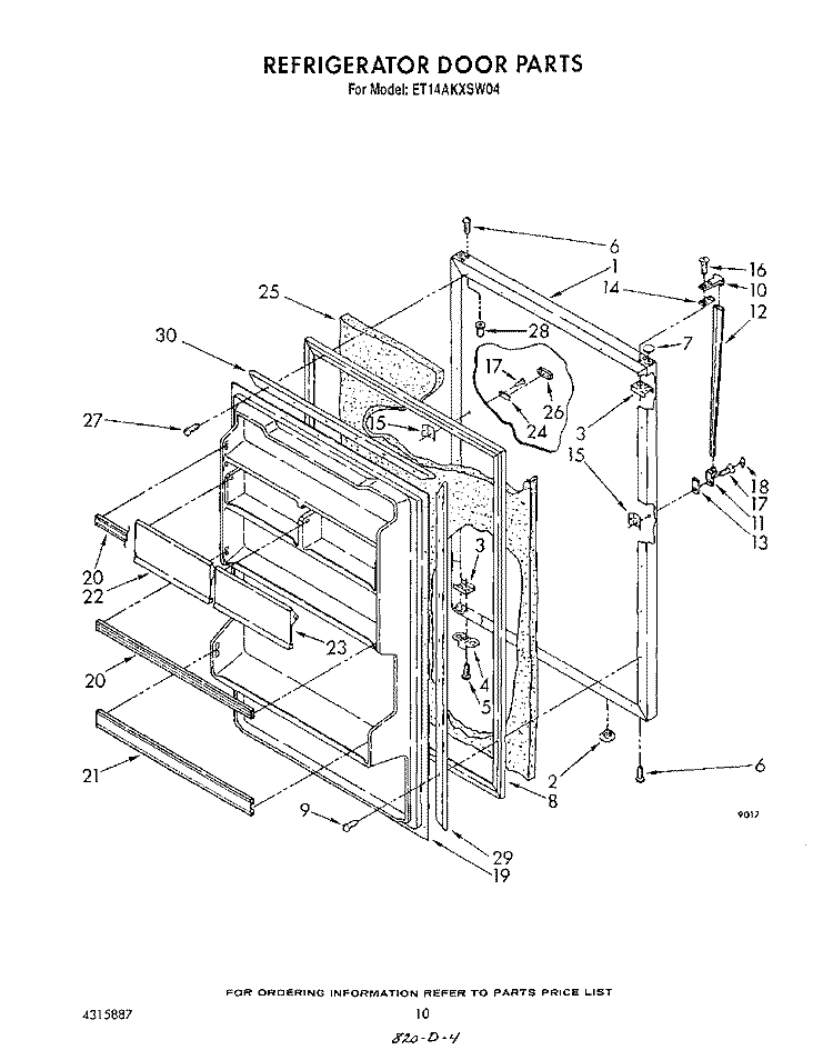 REFRIGERATOR DOOR, LIT/OPTIONAL Diagram and Parts List for ET14AKXSW04  Whirlpool Refrigerator