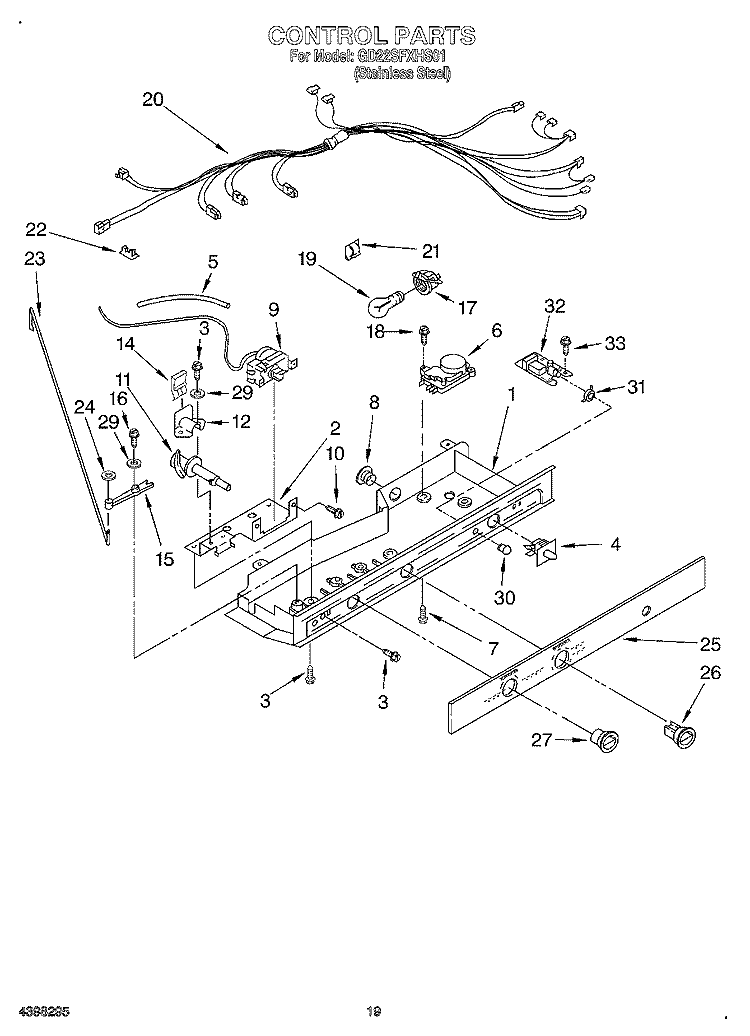 CONTROL Diagram and Parts List for GD22SFXHS01  Whirlpool Refrigerator