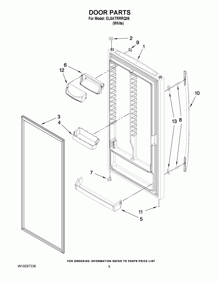 DOOR PARTS Diagram and Parts List for EL8ATRRRQ06  Whirlpool Refrigerator
