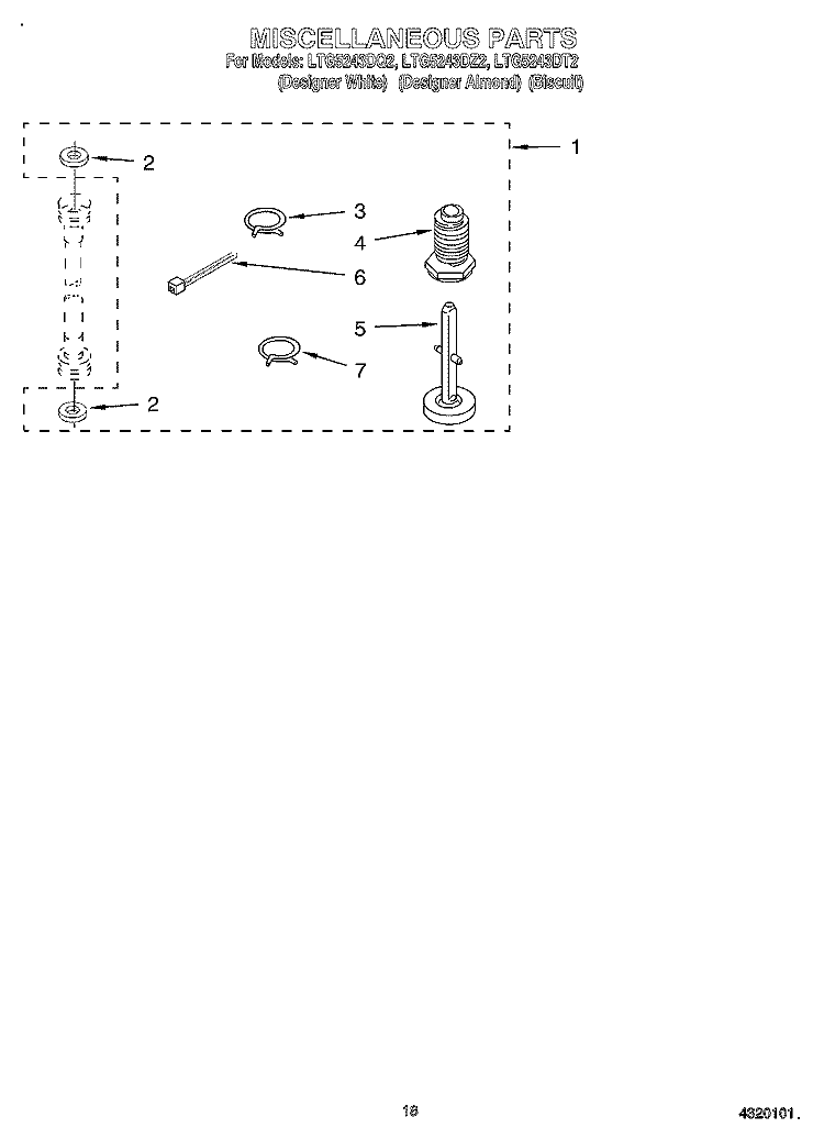 MISCELLANEOUS, OPTIONAL Diagram and Parts List for LTG5243DT2  Whirlpool Washer Dryer Combo