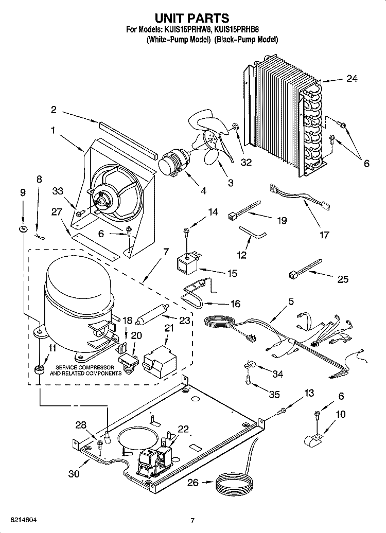 UNIT PARTS, OPTIONAL PARTS (NOT INCLUDED) Diagram and Parts List for KUIS15PRHW8  KitchenAid Ice Maker