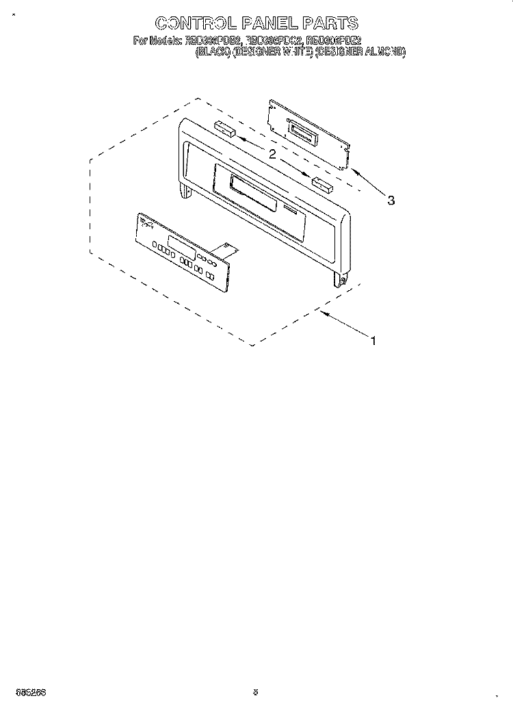 CONTROL PANEL, LITERATURE Diagram and Parts List for RBD306PDB2  Whirlpool Wall Oven