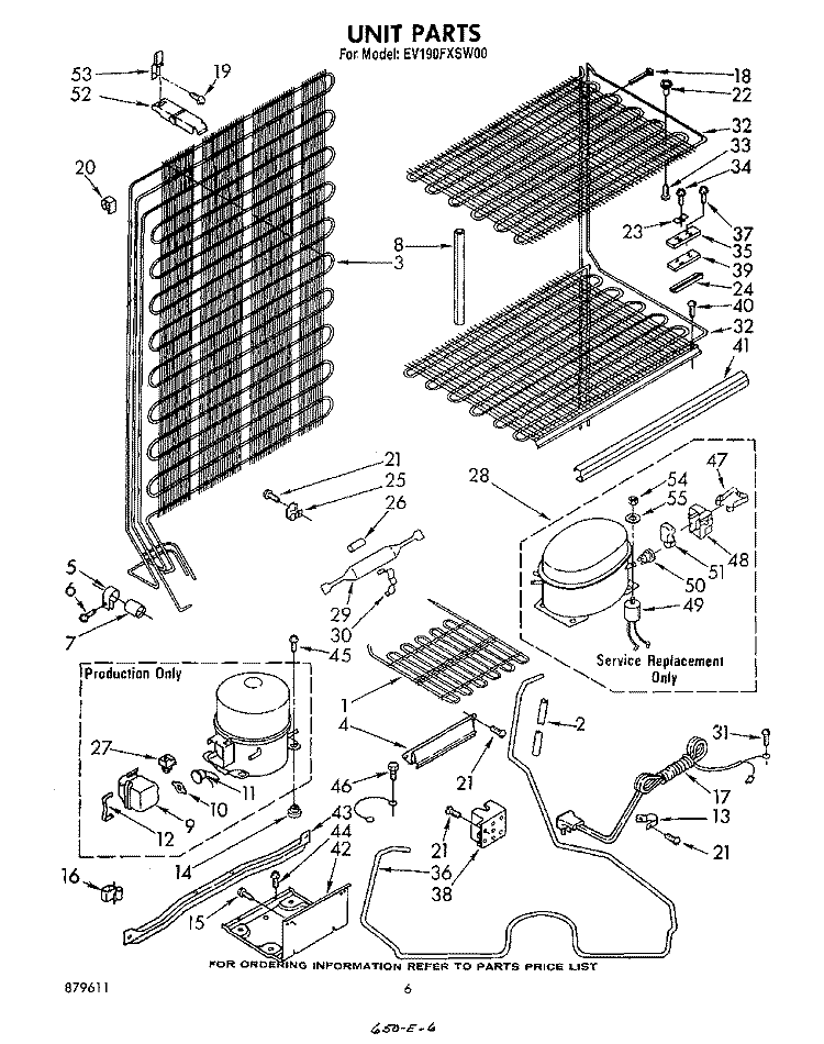 UNIT Diagram and Parts List for EV190FXSW00  Whirlpool Freezer