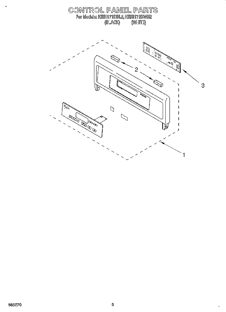 CONTROL PANEL, LITERATURE Diagram and Parts List for KEBI171DBL2  KitchenAid Wall Oven