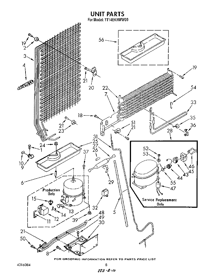 UNIT Diagram and Parts List for TT14EKRWW00  Estate Refrigerator