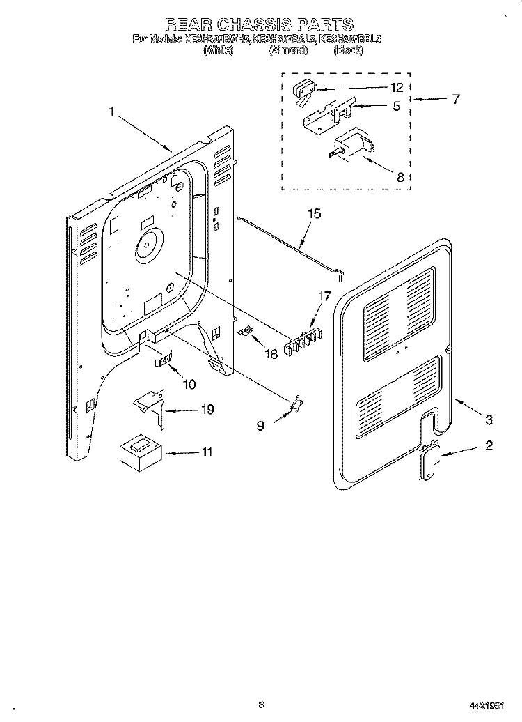 REAR CHASSIS, LIT/OPTIONAL Diagram and Parts List for KESH307BBL5  KitchenAid Range