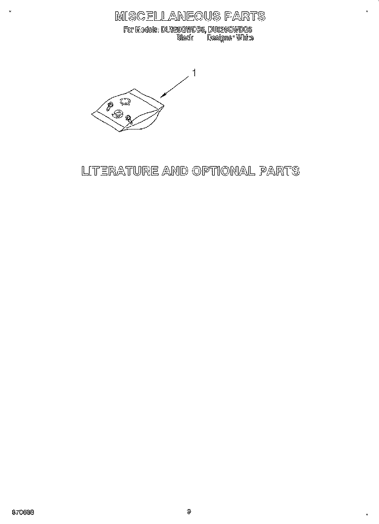 MISCELLANEOUS, LIT/OPTIONAL Diagram and Parts List for DU920QWDQ6  Whirlpool Dishwasher